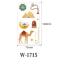 Waterproof temporary tattoo sticker for kids featuring Islamic festival elements, 75x140mm. - W-1715 (Set of 12 Sheets)