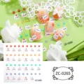 5D embossed soft gel nail stickers with cute bear and flower patterns for lovely nail art decor. - ZC-0265