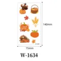 Thanksgiving temporary tattoo sticker featuring cute turkey and pumpkin designs for party. - W-1634 / 75*140mm (Bare Sheet)