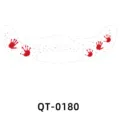Halloween temporary face tattoo sticker with red bloody handprints and scary party makeup. - QT-0180 (3-Sheet Set)