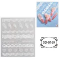 5D embossed white lace heart nail stickers cute self-adhesive DIY manicure decals - 85*100 mm / 5D-0169