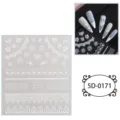 5D white lace nail stickers embossed floral pattern self adhesive nail art decals for women girls - 85*100 mm / 5D-0171