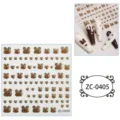 Pegatinas de uñas 5D oso marrón corazón gel calcomanía manicura diseño arte de uñas - ZC-0405
