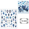 Autoadhesivos de uñas 5D cruz gótica blue relieve Halloween pegatinas para manicura DIY - 85*100mm (Hoja suelta) / TD-0004