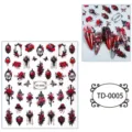 Autocollants d'ongles gaufrés 5D d'Halloween rose rouge gothique crâne autocollants d'ongles - 85*100mm (Feuille seule) / TD-0005