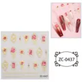 Pegatinas de uñas en relieve suave 5D con bordes dorados y diseños de gemas rosas para DIY. - ZC-0437