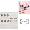 Pegatinas de uñas en relieve 5D cameo negro dorado lazo mariposa decoración de uñas - ZC-0438
