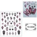 Autocollants d'art d'ongles gothiques gaufres 5D, rose noir et croix autocollants ongles. - 85*100mm (Feuille seule) / TD-0008