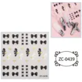 5D embossed nail art stickers featuring black white bows and flowers for creative DIY design. - ZC-0439