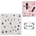 3D silver black nail art stickers embossed geometry and star nail charms sheet - ZC-0443
