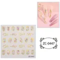 5D embossed gold-framed gemstone nail art stickers, DIY abstract crystal design decals for salon. - ZC-0447