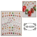 Adesivi per unghie in rilievo 5D di Natale con Babbo Natale, pupazzo di neve e pan di zenzero. - 5D-0254