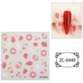 5D soft relief nail art stickers featuring cute strawberries, cherries, and sweet floral designs. - ZC-0449