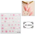 5D soft gel nail stickers, cute pink heart and paw relief nail art decal designs for women. - ZC-0452