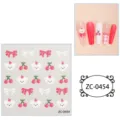 5D embossed nail art stickers cute cartoon bear cherry bow design DIY manicure decal decorations - ZC-0454