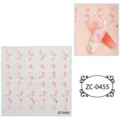 5D embossed pink glitter nail art stickers sheet, cute DIY manicure decal variant design. - ZC-0455