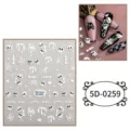 Adesivi per unghie in rilievo 5D con teschi di Halloween e ragnatele per manicure spettrali. - 5D-0259