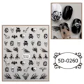 Adesivi per unghie in rilievo 5D con teschi e candele per manicure in stile gotico. - 5D-0260