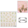 5D embossed gold foil butterfly nail stickers featuring stunning blue-green gradient details. - ZC-0460