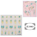 5D relief gold foil nail stickers with elegant blue crystal butterfly and jellyfish. - ZC-0461