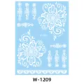 White henna temporary tattoo sticker sheet with delicate floral and lace patterns for body art. - W-1209
