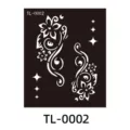 Plantilla de tatuaje de henna de PET con patrones florales y estrellas para arte corporal facil. - TL-0002 / 85x100mm