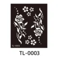 Plantilla de tatuaje de henna de PET, modelo negro con rosas y flores para arte corporal. - TL-0003 / 85x100mm