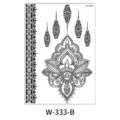 Pegatina de tatuaje temporal de encaje negro impermeable hoja de arte corporal henna - W-333B