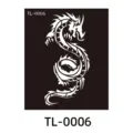 Stencil per Tatuaggi Henna PET Design Drago Modello Cavity Modello TL-0006 Nero Bianco - TL-0006 / 85x100mm