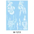 White henna tattoo sticker sheet featuring intricate floral designs for festive body art. - W-1213