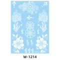 White henna tattoo sticker sheet with elegant floral lace design for festival body art. - W-1214