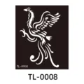 Stencil per tatuaggi all'henné in PET con design a fenice, strumento di body art riutilizzabile. - TL-0008 / 85x100mm