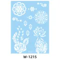 White henna tattoo sticker sheet with delicate lace mandala and floral patterns for festivals. - W-1215