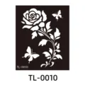 Stencil per tatuaggi all'henne in PET con design di rose e farfalle per pittura corporea. - TL-0010 / 85x100mm