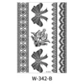 Adhesivo de tatuaje temporal de encaje negro para mujeres arte corporal impermeable. - W-342B
