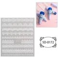 5d embossed white lace nail art stickers elegant floral edge manicure decals for women - 85*100 mm / 5D-0172