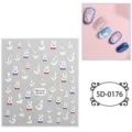 Cute 5D embossed rabbit nail art stickers, DIY self-adhesive cartoon decal for manicure design. - 85*100 mm / 5D-0176