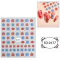 5D embossed Chinese knot nail art stickers, red and blue geometric self-adhesive nail decals. - 85*100 mm / 5D-0177