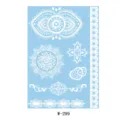 Hoja de pegatina de tatuaje temporal de encaje blanco con mandala geométrico y flores. - W-0299
