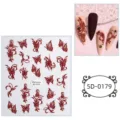 5D embossed red butterfly nail art stickers, elegant floral DIY manicure decals for women. - 85*100 mm / 5D-0179