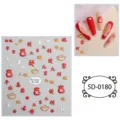 5D embossed Chinese style nail art stickers, festive red and gold lucky character decals. - 85*100 mm / 5D-0180