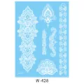 White lace temporary tattoo sticker sheet for bridal wedding body art decoration style. - W-0428