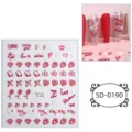 5D embossed Valentine nail stickers DIY cute heart strawberry rose decal set for nail art decor - 85*100 mm / 5D-0190