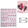 5D Pink Bear Embossed Nail Art Stickers Cute Heart DIY Manicure Decals Sheet 1Pack - 85*100 mm / 5D-0188