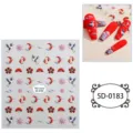 5D embossed nail art stickers featuring traditional cranes, red moons, and floral designs. - 85*100 mm / 5D-0183