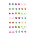 Colorful cartoon flower geometric acrylic crystal ear stud stickers for kids makeup party. - RD008