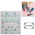 5D embossed Chinese style nail stickers featuring cranes, clouds and waves for DIY nail art. - 85*100 mm / 5D-0184