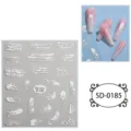 5D embossed white brush stroke nail stickers abstract art manicure decal DIY nail art design - 85*100 mm / 5D-0185