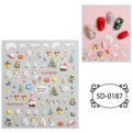 5D embossed Christmas nail stickers, cute cartoon snowman tree self-adhesive decals for DIY art. - 85*100 mm / 5D-0187