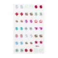 Colorful kids crystal sticker earrings set, cute flower and heart shapes for daily decoration. - RD013